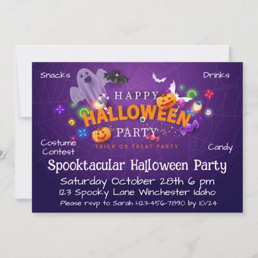 Spooktacular Halloween-feest Kaart (Voorkant)
