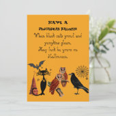 Spooktacular Halloween-gedicht Zwarte Kat Uilen Ra Feestdagenkaart (Staand voorkant)