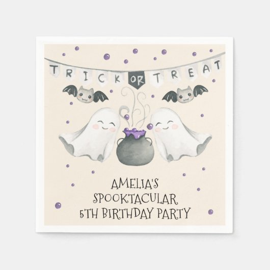 Spooktacular Halloween Ghost Birthday Party Napkin Servet (Voorkant)
