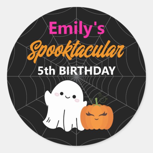 Spooktacular Halloween Kids Verjaardagsfeest Ronde Sticker (Voorkant)