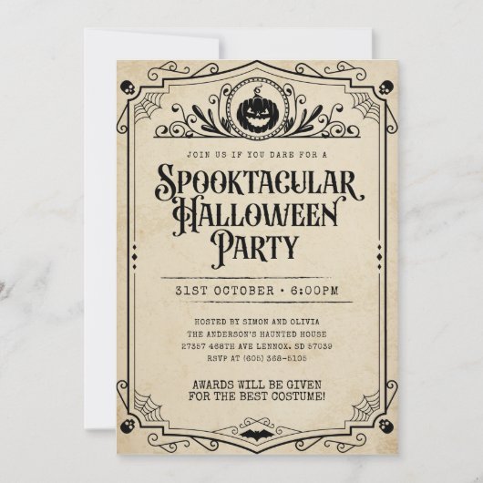  Spooktacular Halloween Kostuumfeest Kaart (Voorkant)
