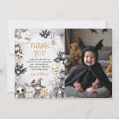 Spooktacular Halloween Lief Geest Verjaardagsfoto Bedankkaart (Voorkant)