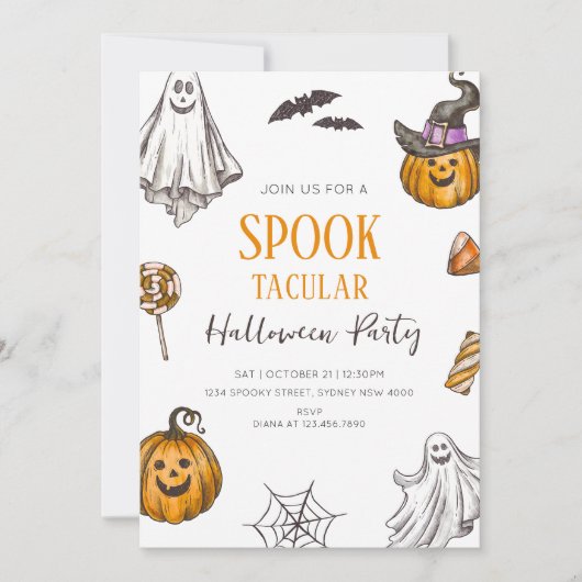 Spooktacular Halloween Party Cute Kids Halloween Kaart (Voorkant)