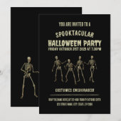 Spooktacular Halloween Party. Funny Skeletons Kaart (Voorkant / Achterkant)