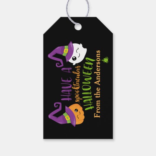 Spooktacular Halloween Party gepersonaliseerde gun Cadeaulabel (Voorkant)