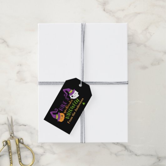 Spooktacular Halloween Party gepersonaliseerde gun Cadeaulabel (Met Touw)