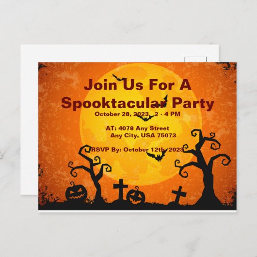 Spooktacular Halloween Party Invitation, Briefkaar Feestdagenkaart (Voorkant / Achterkant)