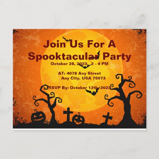 Spooktacular Halloween Party Invitation, Briefkaar Feestdagenkaart (Voorkant)