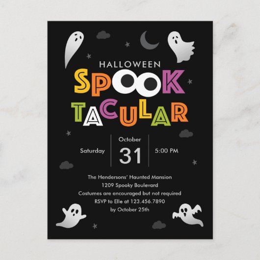 Spooktacular Halloween Party Invitation Briefkaart (Voorkant)