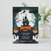 Spooktacular Halloween Party Invitation - Haunting RSVP Kaartje (Staand voorkant)