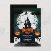 Spooktacular Halloween Party Invitation - Haunting RSVP Kaartje (Voorkant / Achterkant)
