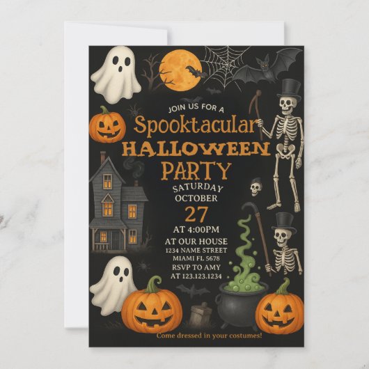 Spooktacular Halloween Party Invitation Kaart (Voorkant)