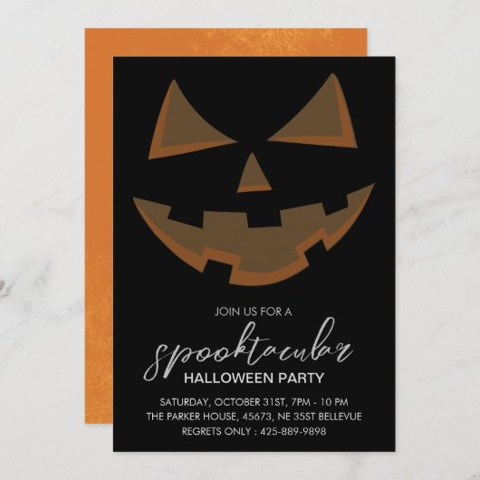 Spooktacular Halloween Party Zwart Kaart (Voorkant / Achterkant)