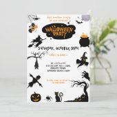 Spooktacular Halloween Party Zwart Sinaasappel Kaart (Staand voorkant)