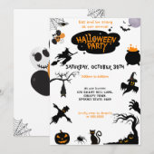 Spooktacular Halloween Party Zwart Sinaasappel Kaart (Voorkant / Achterkant)