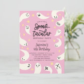 Spooktacular Halloween Roze Geest Verjaardag Kaart (Staand voorkant)