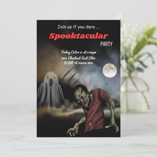 Spooktacular Halloween - Schattige en griezelig le Kaart (Staand voorkant)