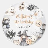 Spooktacular Halloween Schattige Ghost Verjaardags Ronde Sticker (Voorkant)