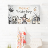 Spooktacular Halloween Schattige Ghost Verjaardags Spandoek (Insitu)