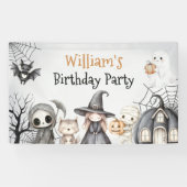 Spooktacular Halloween Schattige Ghost Verjaardags Spandoek (Horizontaal)