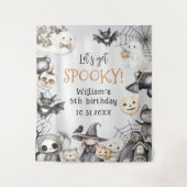 Spooktacular Halloween Schattige Ghost Verjaardags Wandkleed (Voorkant)
