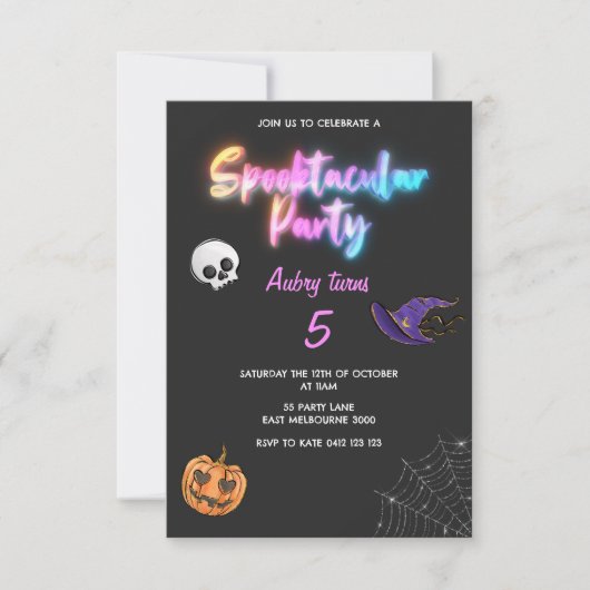 Spooktacular Halloween Schattigee kleurrijke kinde Kaart (Voorkant)