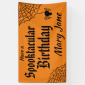 Spooktacular Halloween Spiderweb Birthday Spandoek (Verticaal)