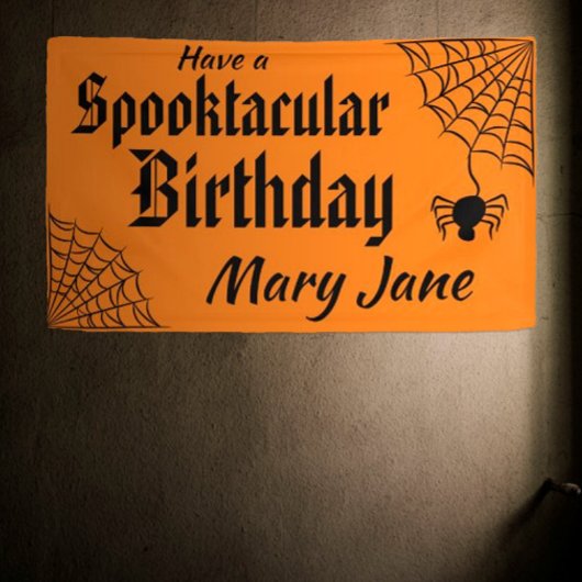 Spooktacular Halloween Spiderweb Birthday Spandoek