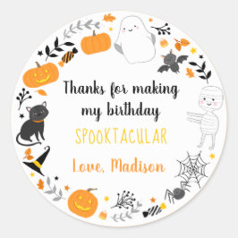 Spooktacular Halloween Verjaardag Dank u Ronde Sticker