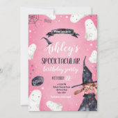 Spooktacular Halloween Witch Pet Ghost Birthday Kaart (Voorkant)