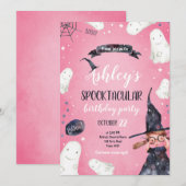 Spooktacular Halloween Witch Pet Ghost Birthday Kaart (Voorkant / Achterkant)