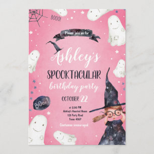 Spooktacular Halloween Witch Pet Ghost Birthday Kaart
