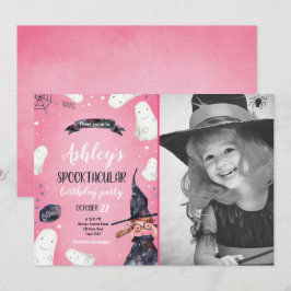 Spooktacular Halloween Witch Pet Ghost Birthday Kaart
