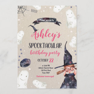 Spooktacular Halloween Witch Pet Ghost Birthday Kaart