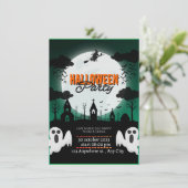 SpookTacular Haunted Castle Halloween Party Invite Kaart (Staand voorkant)