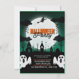 SpookTacular Haunted Castle Halloween Party Invite Kaart