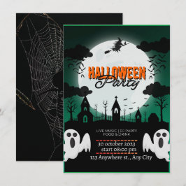 SpookTacular Haunted Castle Halloween Party Invite Kaart