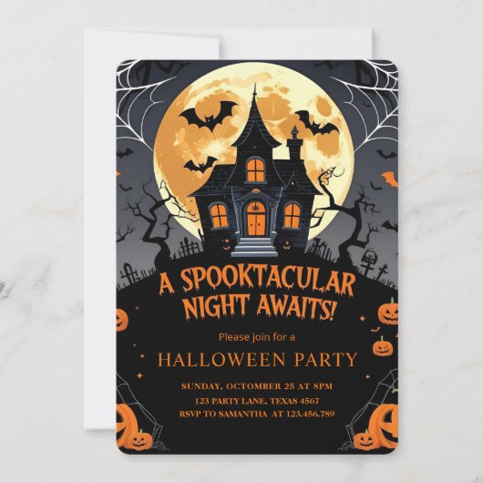 Spooktacular Haunted House Halloween Party Feestdagenkaart