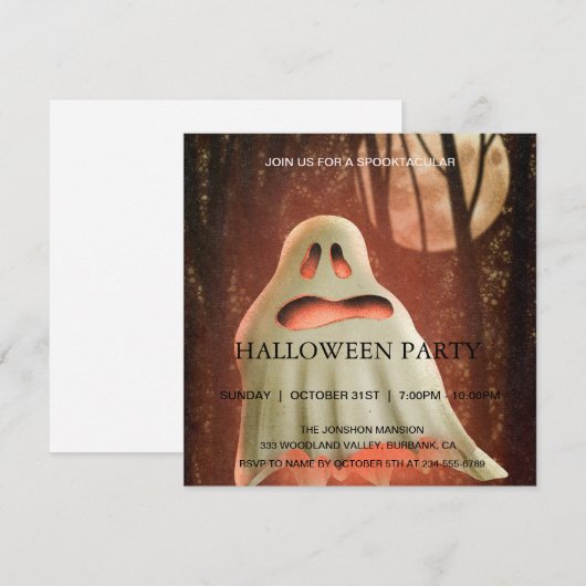 Spooktacular Haunted House Halloween Party Ghost Kaart (Voorkant / Achterkant)