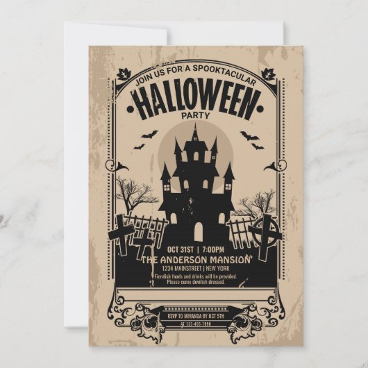  Spooktacular Haunted House Halloween Party Kaart (Voorkant)