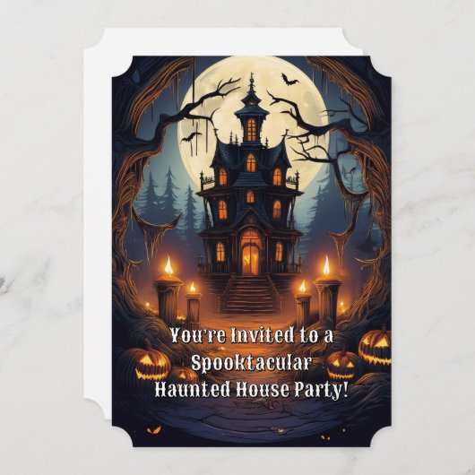 Spooktacular Haunted House Party Kaart (Voorkant / Achterkant)