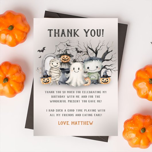 Spooktacular Kids Halloween Verjaardag Bedankkaart