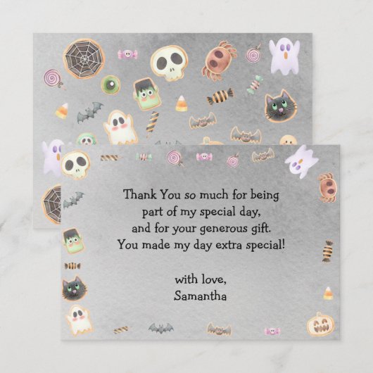 Spooktacular kinderfeestje verjaardag bedankkaart (Voorkant / Achterkant)