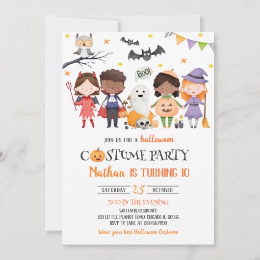 Spooktacular Kostuumfeest Halloween Verjaardag Kaart (Voorkant)