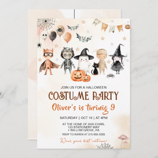 Spooktacular Kostuumfeest Halloween Verjaardag Kaart (Voorkant / Achterkant)