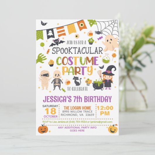 Spooktacular Kostuumfeest Halloween Verjaardag - W Kaart (Staand voorkant)