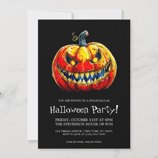 Spooktacular Lachende Pompoen Halloween Feest Kaart (Voorkant)