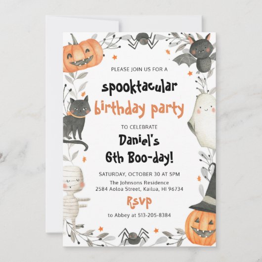 Spooktacular Leuke Halloween Verjaardag uitnodigin Kaart (Voorkant)