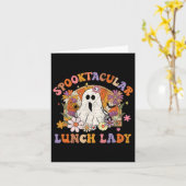 Spooktacular Lunch Lady Happy Halloween Spooky Mat Kaart (Gele Bloem)