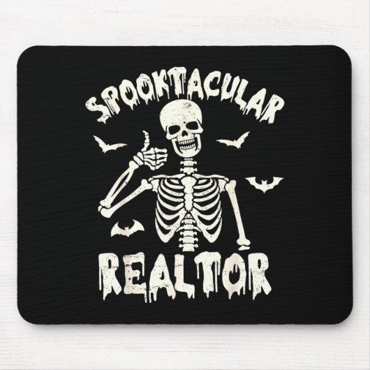 Spooktacular makelaar grappig skelet Halloween Muismat (Voorkant)